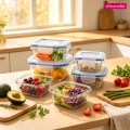 Szklane pojemniki Kamille z pokrywkami do meal prep i przechowywania