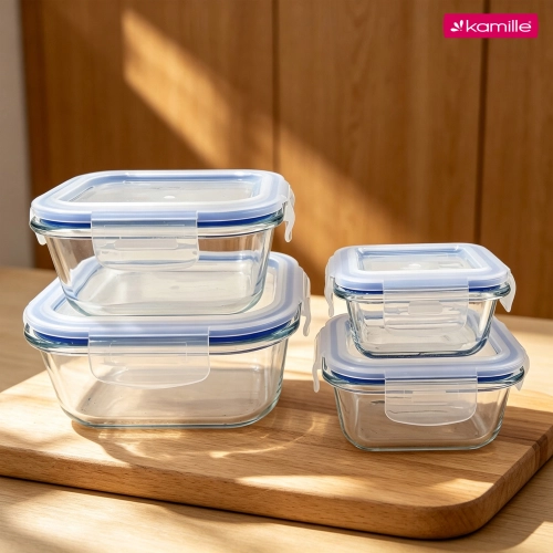 Lunchboxy żaroodporne Kamille 4 elementy do mikrofalówki i zmywarki
