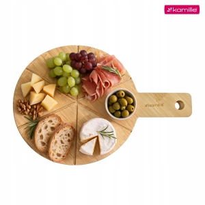 Deska do pizzy serów ciasta bambusowa do serwowania z rączką 18 cm Kamille
