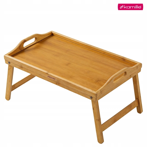 Stolik pod laptopa Kamille z bambusa do wygodnej pracy w domu