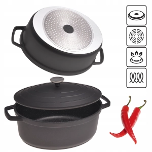 Garnek aluminiowy brytfanna 6L z pokrywką gaz indukcja Kamille