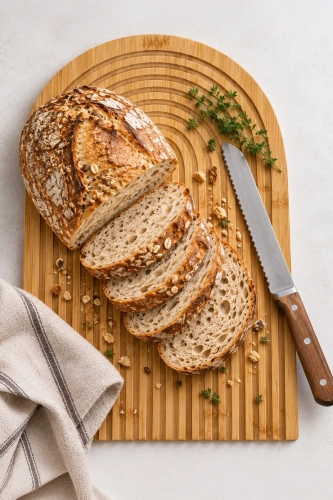 Deska kuchenna Kamille z bambusa do krojenia świeżego pieczywa
