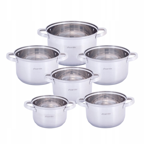 Komplet garnków 12 elementów Kamille stal nierdzewna indukcja