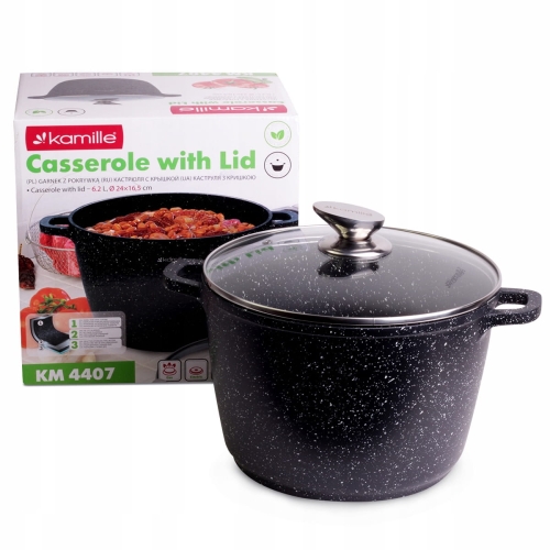 garnek 6,2L Kamille marmurowy kociołek z pokrywką do wszystkich kuchenek