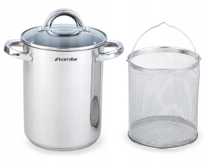 Garnek do szparagów, makaronu, szynkowar z sitkiem