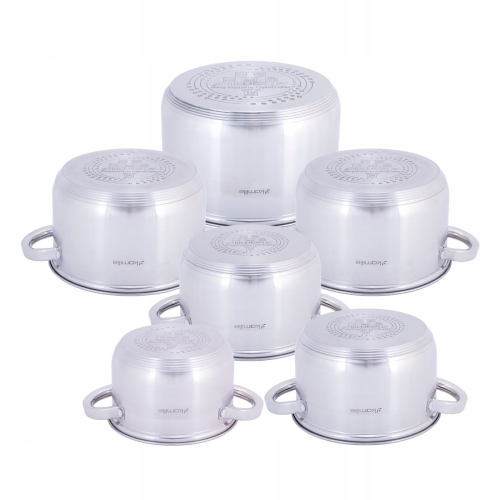 Garnki kuchenne Kamille 12 el zestaw garnków z pokrywkami