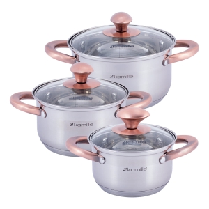 Elegancki zestaw komplet garnków ze stali nierdzewnej 6el.