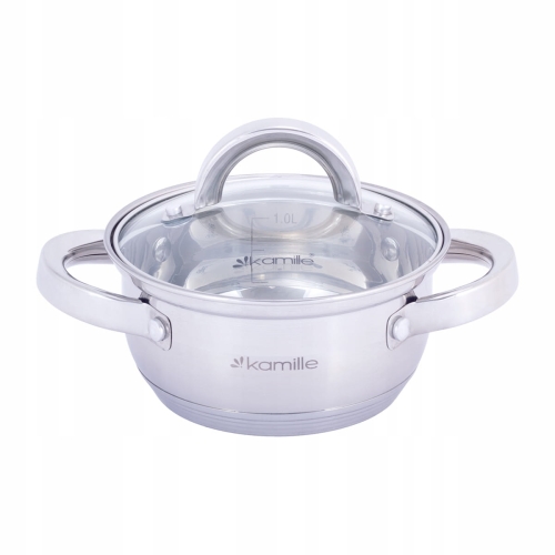 Garnki stalowe Kamille 12 elementów komplet do kuchni