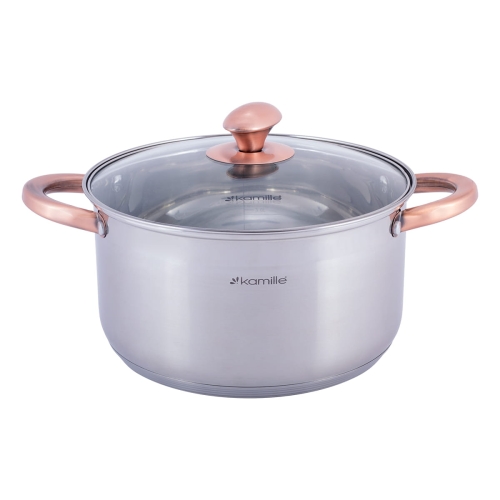 garnki stal nierdzewna Kamille zestaw 8 elementów z pokrywkami do gotowania