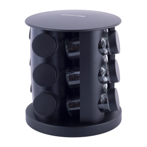 Czarny stojak przyprawnik na przyprawy obrotowy 12el.