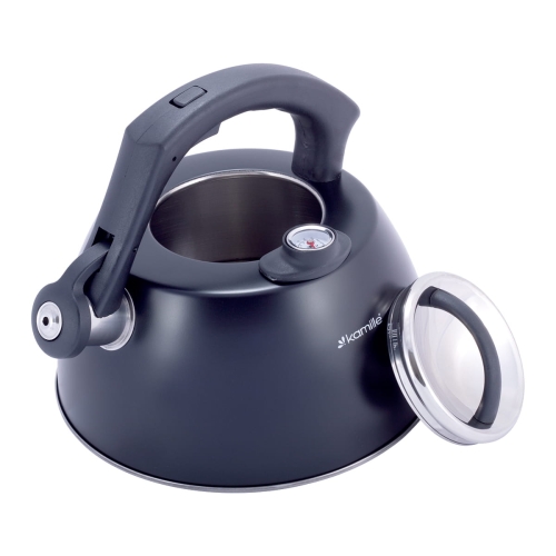 czajnik stalowy czarny 3L Kamille z gwizdkiem i wskaźnikiem temperatury