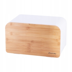 Chlebak pojemnik stalowy z deską bambusową 2w1 