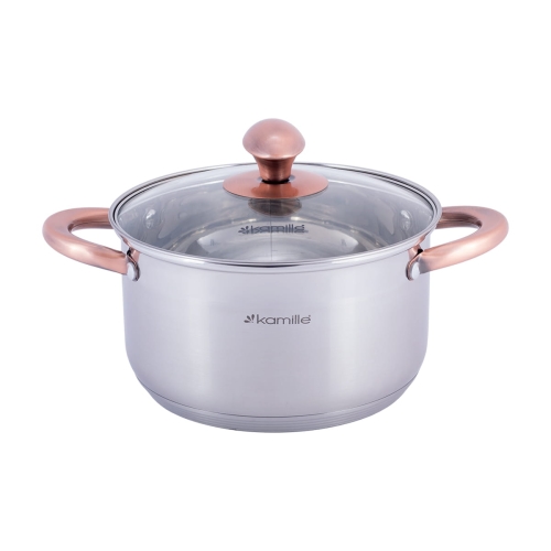 zestaw garnków Kamille 8 el stalowe z pokrywkami indukcja gaz kuchnia