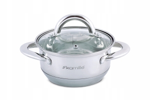 Garnek ze stali nierdzewnej ze szklaną pokrywką 1,1L