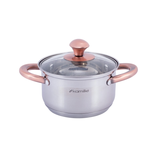 garnki Kamille zestaw 8 elementów stal nierdzewna z pokrywkami