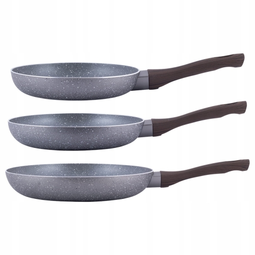 Patelnie granitowe Kamille komplet 3 szt 20 24 28 cm do indukcji